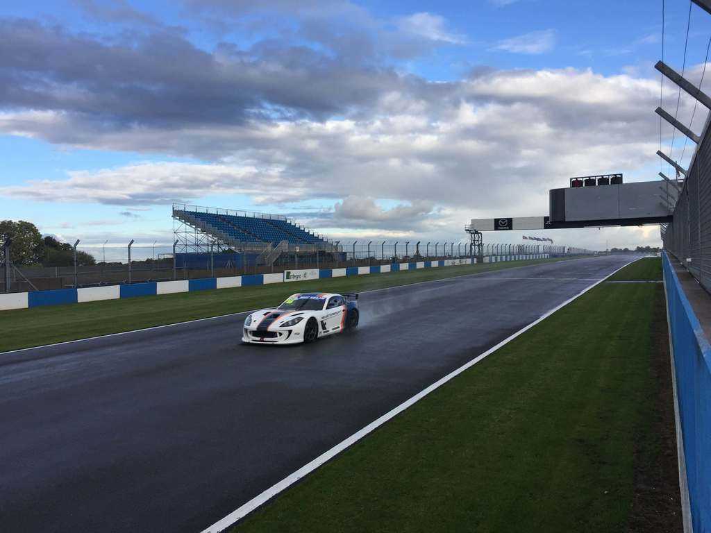 on a wet Donington park circuit