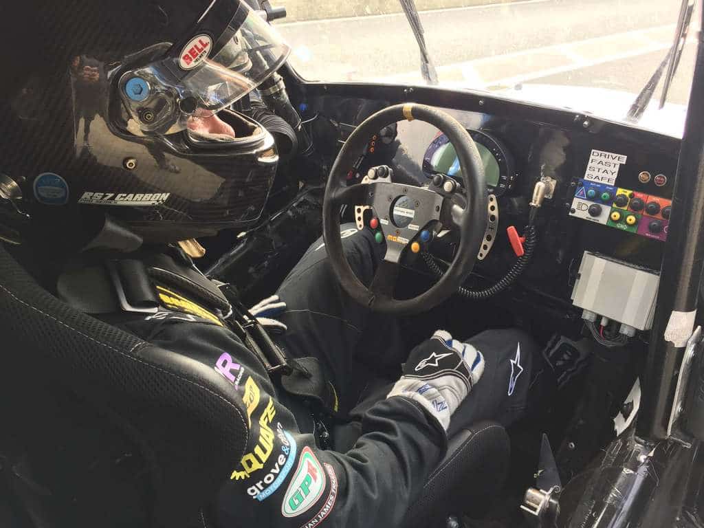 In the cockpit of a Funcup car