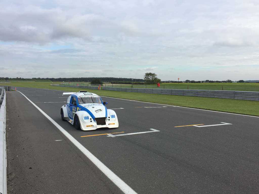 on track in a funcup car